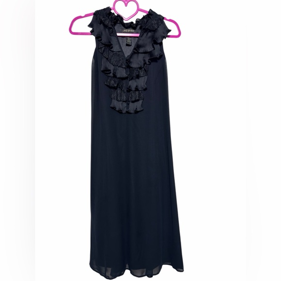 Lane Bryant Black Ruffle Lace Pleated Halter Midi Dress Size 18 - Picture 4 of 6